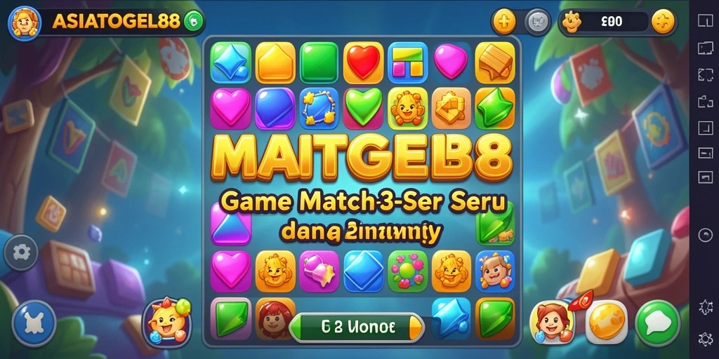 Tampilan gameplay seru dari ASIATOGEL88 dalam genre Match-3.