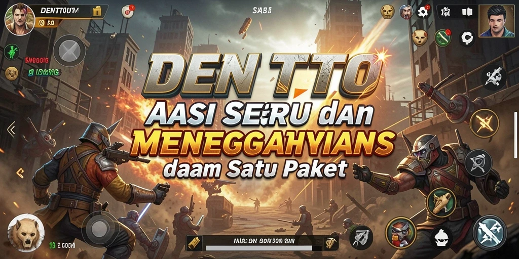 Screenshot DENTOTO menampilkan aksi seru dalam pertempuran.