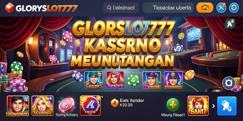 Screenshot GLORYSLOT777 menunjukkan gameplay kasino yang mendebarkan.