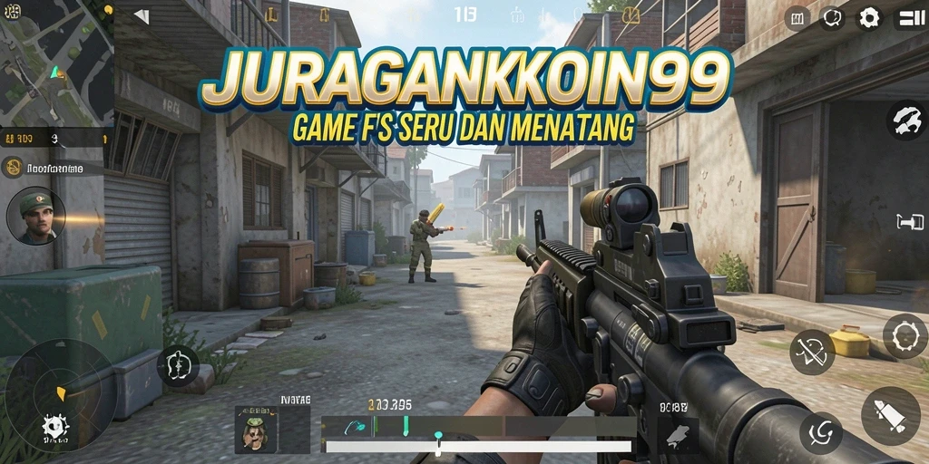 Tampilan gameplay seru JURAGANKOIN99 dalam pertempuran FPS.