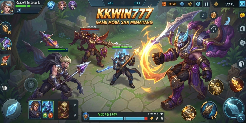 Gameplay seru dari KKWIN777 dalam pertempuran MOBA.