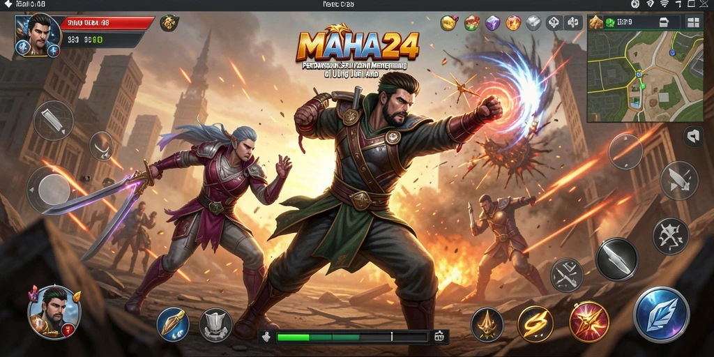 Tampilan gameplay MAHA24 yang mendebarkan dan penuh aksi.