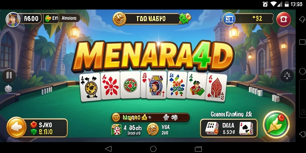 Screenshot MENARA4D menampilkan suasana gameplay Domino yang seru.