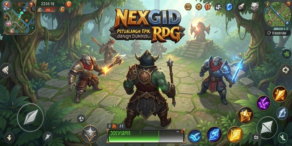 Screenshot NEXGID menampilkan aksi seru dalam pertarungan RPG.