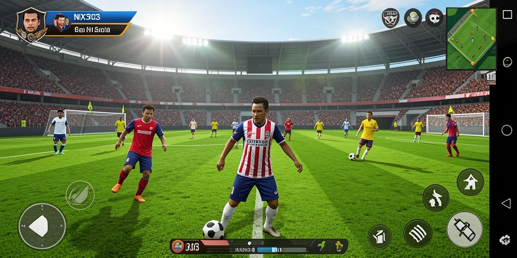 Tampilan gameplay seru dalam permainan sepak bola NX303.