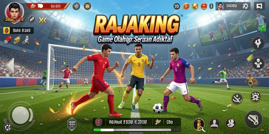 Tangkapan layar gameplay RAJAKING menampilkan aksi olahraga yang intens.