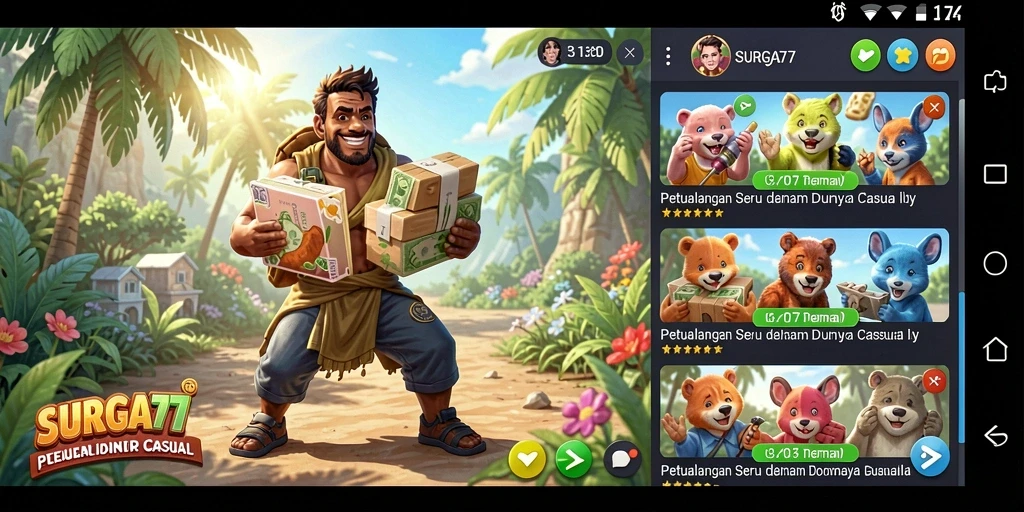 Tampak gameplay SURGA77 yang menyenangkan dan interaktif.