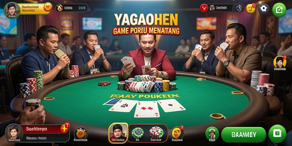 Screenshot gameplay intens di YAGAOHEN yang menampilkan poker seru.